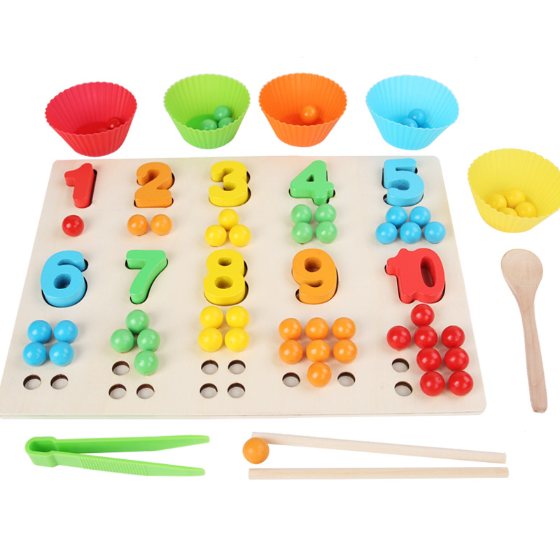 Wooden Number Puzzle with Colourful Beads – Tots n Toys